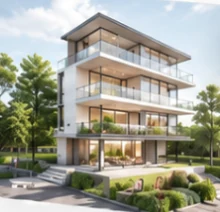 Edificio residencial modelado en 3D